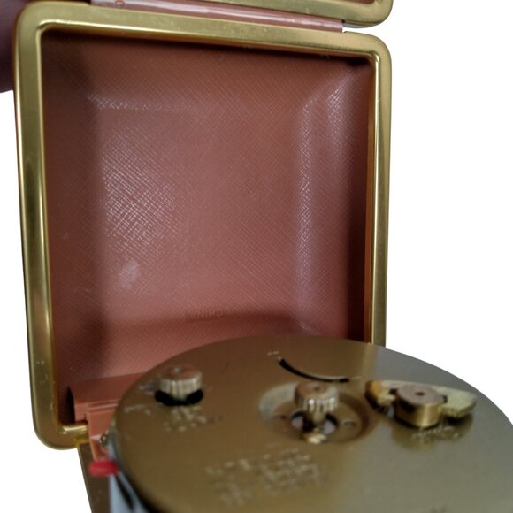 Vintage Seth Thomas Alarm Clock Travel Size Brown Foldable Plastic Case Glowing - Picture 9 of 16